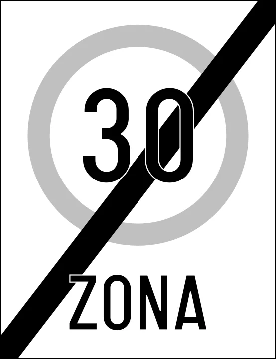 Sfârșitul zonei cu viteza limitată la 30 km/h