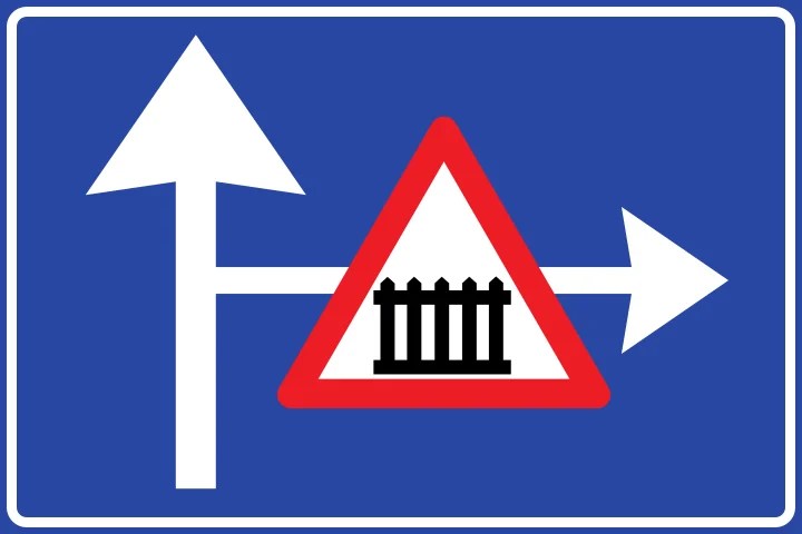 Presemnalizarea unui loc periculos, o interzicere sau o restricție pe un drum lateral