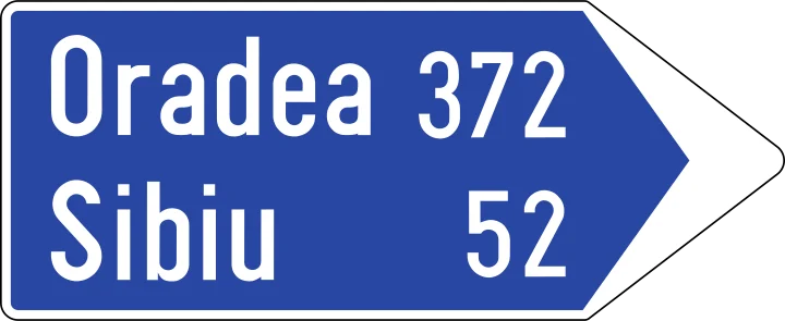 Direcția spre localitățile indicate