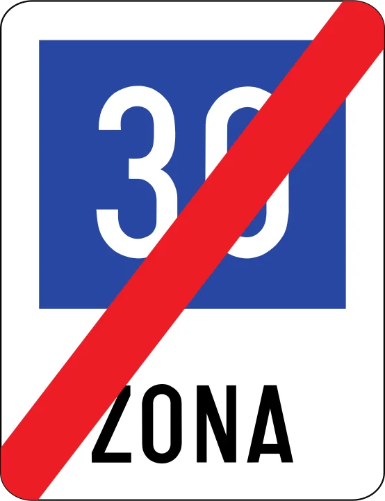 Sfârșitul zonei cu viteza recomandată 30 km/h